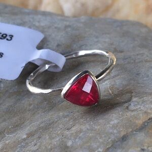 Faceted ruby 925 sterling silver solitaire ring 9 NWT